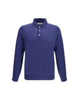 Brunello Cucinelli Blue Cashmere-Wool Long Sleeve Polo Shirt
