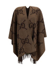 Gucci GG Brown Cashmere Cape & Shawl