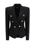 Balmain Wool Double-Breasted Waist Coat - Black