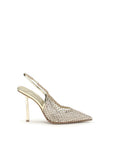 LE SILLA Gilda Crystal Embellished Stiletto Heel Slingback Pumps - Gold