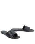 Bottega Veneta Black Quilted Leather Flat Sandals