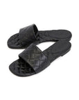 Bottega Veneta Black Quilted Leather Flat Sandals