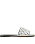 Bottega Veneta Quilted Silver Leather Flat Sandals