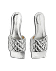 Bottega Veneta Quilted Silver Leather Flat Sandals