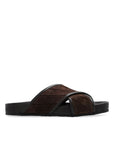 Bottega Veneta Brown Woven Leather Flat Sandals