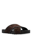 Bottega Veneta Brown Woven Leather Flat Sandals