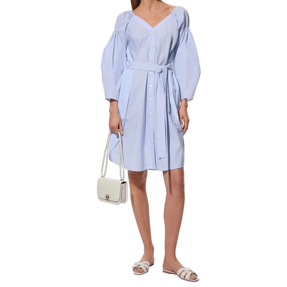 mini white cotton dress cerulean Sketchbook Floral Branwen Jean Dress Cinq Sept