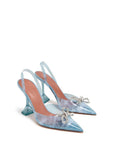 Amina Muaddi Rosie Blue Plexiglass High Heel Pumps