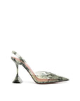 Amina Muaddi Glass-Like Snake Print Slingback Heels - Musk