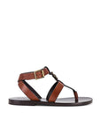 Saint Laurent Leather Gladiator Flat Sandals - Brown