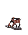 Saint Laurent Leather Gladiator Flat Sandals - Cognac