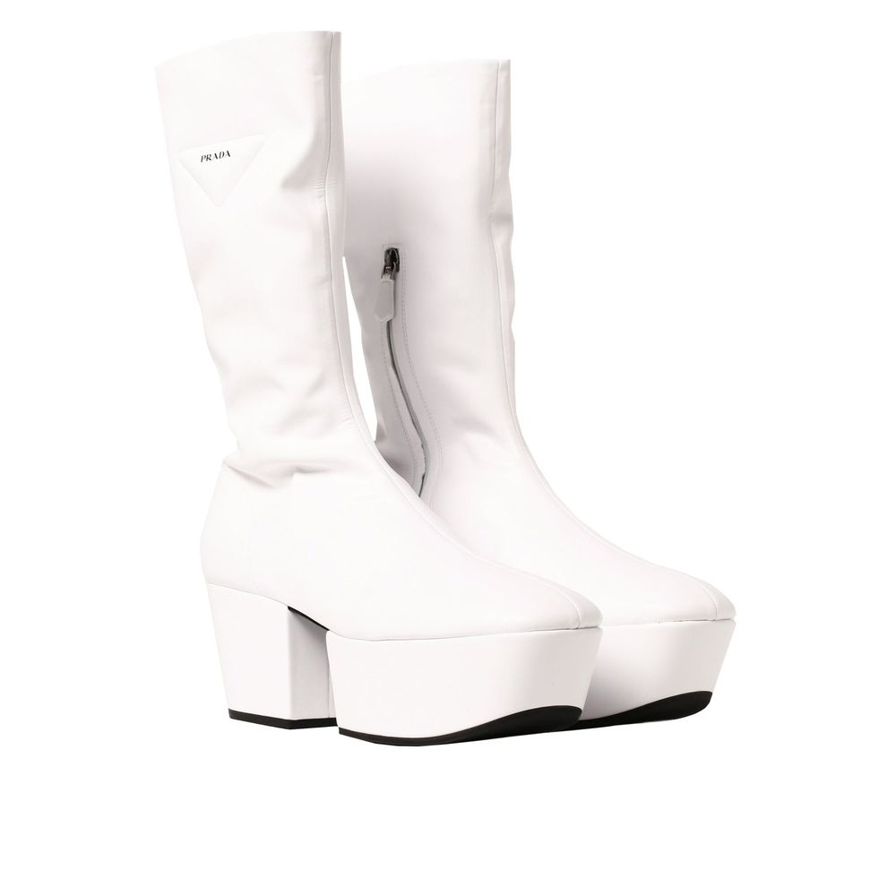 Prada Side Zip Rain Boots - White – Runway Door