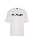 Balmain Embellished Oversized White Cotton T-Shirt