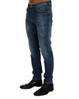 Frankie Morello Medium Blue Distressed Slim Fit Jeans