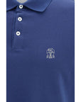 Brunello Cucinelli Azure Blue Cotton Polo Shirt