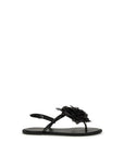 LE SILLA Rose Leather Flat Sandals - Black
