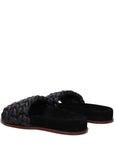 Chloé Black Woven Leather Flat Sandals