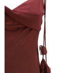 Self-Portrait Satin Midi Dress - Burgundy