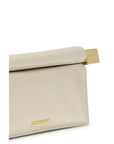 Jacquemus Rond Carré Cream Leather Clutch Bag