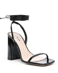 Miu Miu Leather Block Heeled Sandals - Black