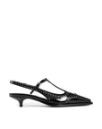 Miu Miu Leather T-Bar Slingback Heels - Black