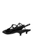 Miu Miu Leather T-Bar Mary Jane Slingback Heels - Black