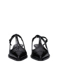 Miu Miu Leather T-Bar Mary Jane Slingback Heels - Black
