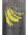 Ganni Banana Graphic Cotton T-Shirt - Gray/Grey