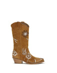 P.A.R.O.S.H. Floral Print Suede Leather Texan Ankle Boots