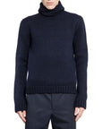Prada Wool High-Neck Hooded Sweater - Blue