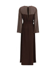 P.A.R.O.S.H. Cady Chiffon Midi Dress - Brown