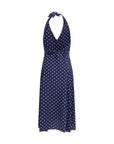 P.A.R.O.S.H. Polka Dot Halter Neck MIDI Dress - Blue