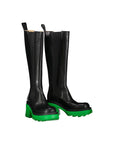 Bottega Veneta Black-Green Leather Over The Knee