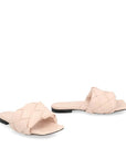 Bottega Veneta Pastel Pink Leather Flat Sandals