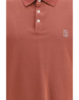 Brunello Cucinelli Burnt Orange Cotton Polo Shirt