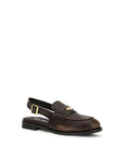 Miu Miu Brown Leather Slingback Loafers