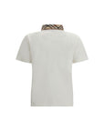 Burberry Checkered Collar White Polo Shirt