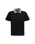 Burberry Checkered Collar Black Polo Shirt