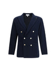 Lardini Deep Blue Cotton Double-Breasted Blazer