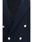 Lardini Deep Blue Cotton Double-Breasted Blazer