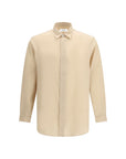 Lardini Beige Tencil-Linen Collar Shirt