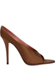 Amina Muaddi Anok Peep Toe Heeled Mule Sandals - Brown