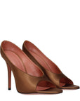 Amina Muaddi Anok Peep Toe Heeled Mule Sandals - Brown