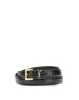 Saint Laurent Crocodile Embossed Leather Belt - Black