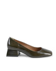19V69 Italia Forest Green Leather Heeled Pumps