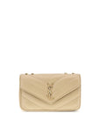 Saint Laurent Loulou Small Matelassé Shoulder Bag - Beige
