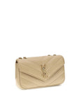 Saint Laurent Loulou Small Matelassé Shoulder Bag - Beige