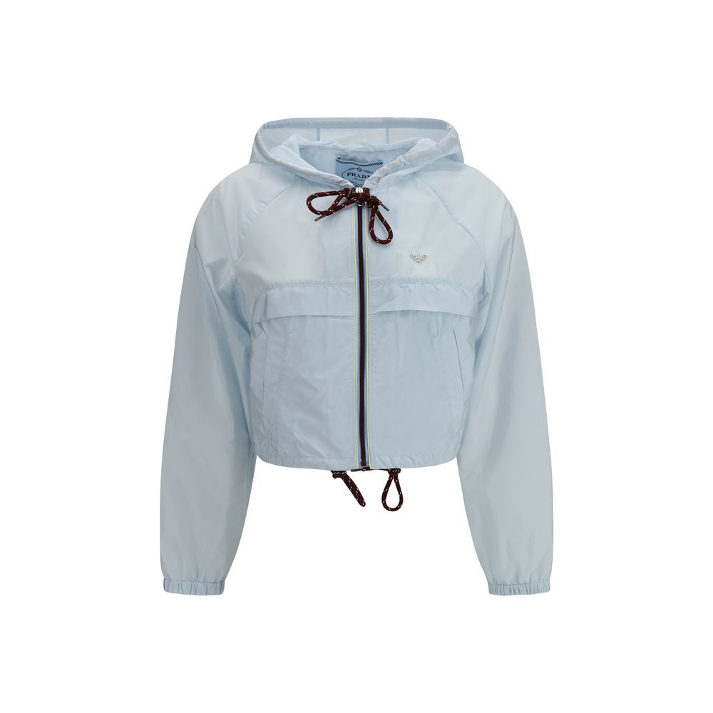 Prada Blue Hooded Eco Re-Nylon Cropped Jacket – Runway Door