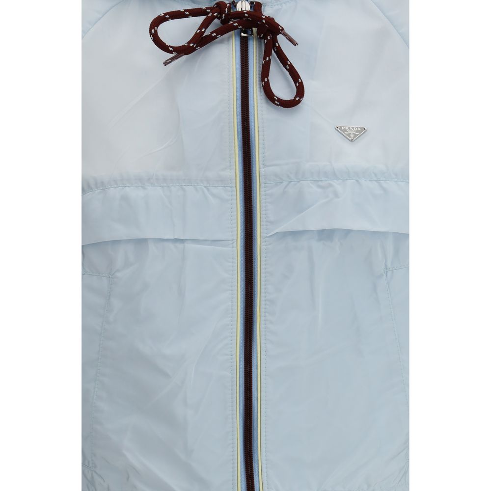 Prada Blue Hooded Eco Re-Nylon Cropped Jacket – Runway Door
