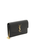 Saint Laurent Black Leather Chain Strap Wallet